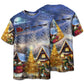 T-shirt / S Christmas Santa Claus Reindeer Snowman Family In Love Gift Light Art Style - Pajamas Short Sleeve - Owls Matrix LTD