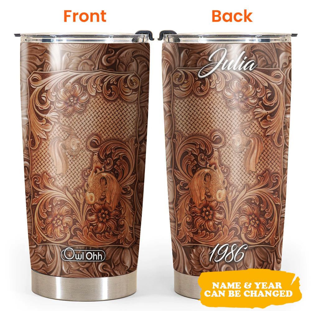 Fish Wooden Fish And Floral Personalized 20 Oz Tumbler