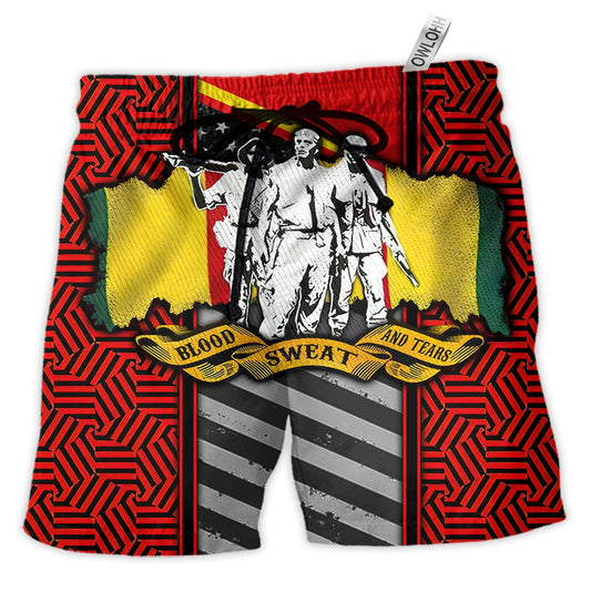 Beach Short / Adults / S Veteran Vietnam Veteran Blood Sweat Tears - Beach Short - Owls Matrix LTD