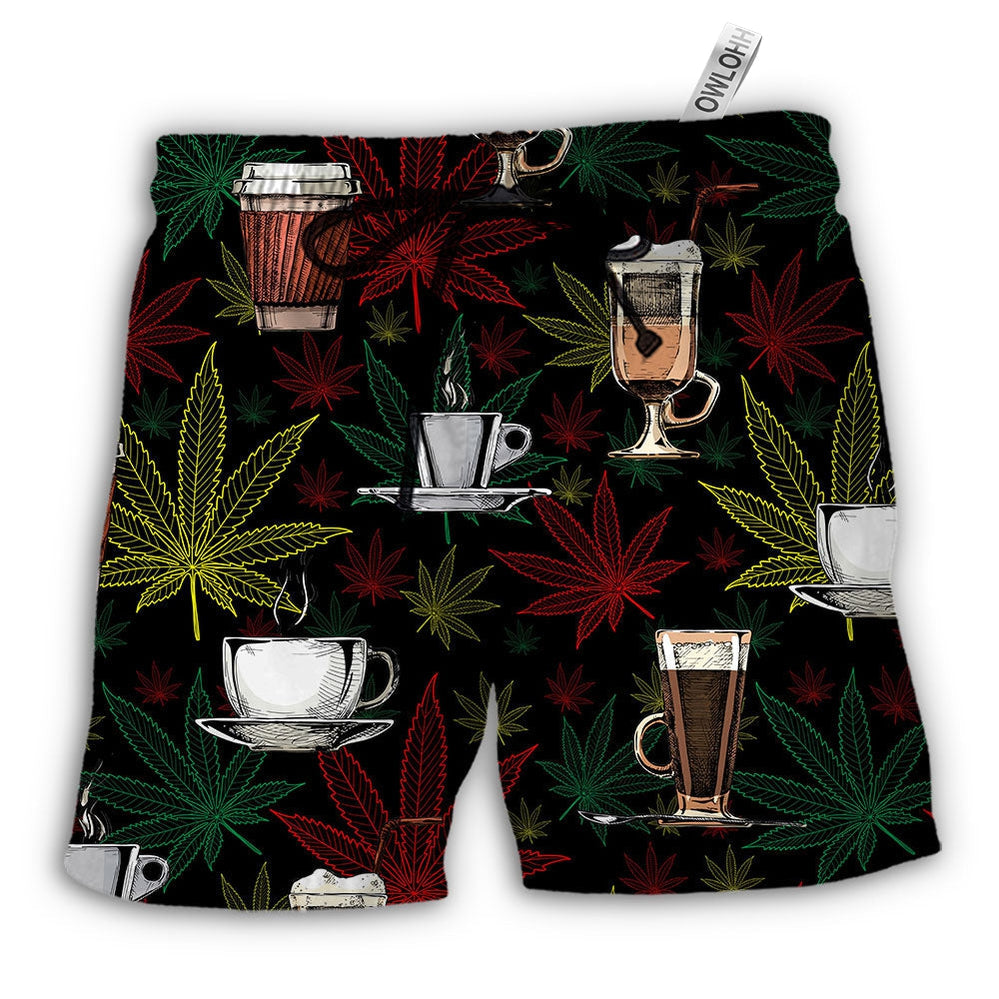 Beach Short / Adults / S Coffee I Like Coffee And Weed - Beach Short - Owls Matrix LTD