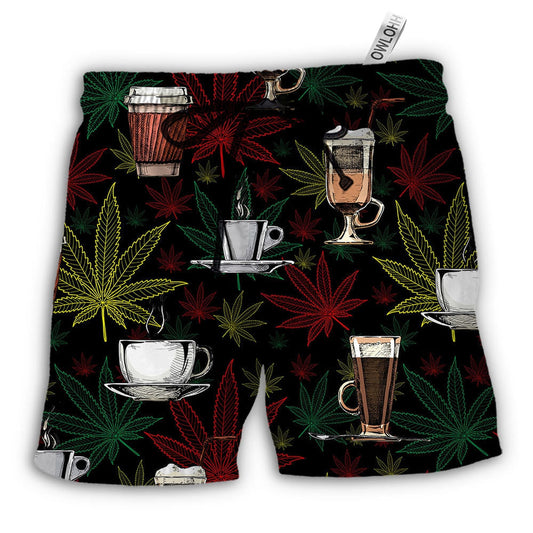 Beach Short / Adults / S Coffee I Like Coffee And Weed - Beach Short - Owls Matrix LTD