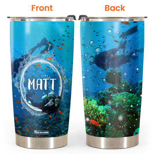 Diving Adventure For Matt Personalized 20 Oz Insulated Stainless Steel Tumbler