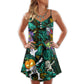 Halloween Dabbing Skeleton Zombie – Women's Summer Sleeveless V-Neck Camisole Dress