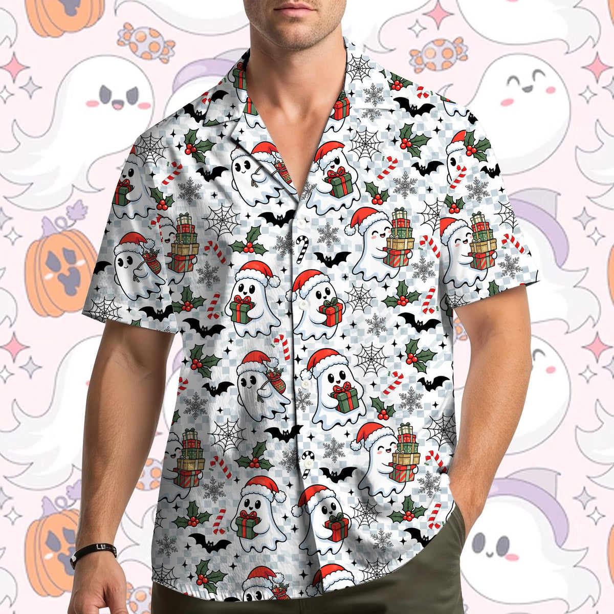 Creepy Christmas Santa Ghost Spooky Holiday – Hawaiian Shirt