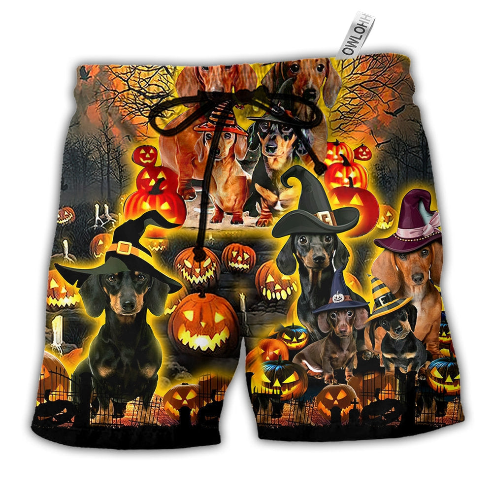 Beach Short / Adults / S Halloween Funny Dachshund Dog - Beach Short - Owls Matrix LTD