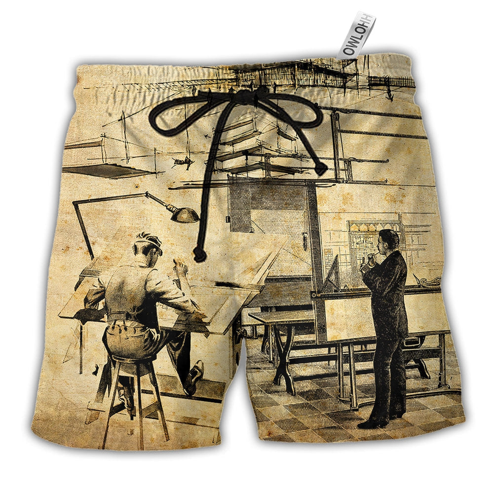 Beach Short / Adults / S Architect - A Day In The Life Of An Architect - Beach Short - Owls Matrix LTD