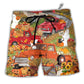 Beach Short / Adults / S Halloween Truck With Pumpkin In Town - Beach Short - Owls Matrix LTD