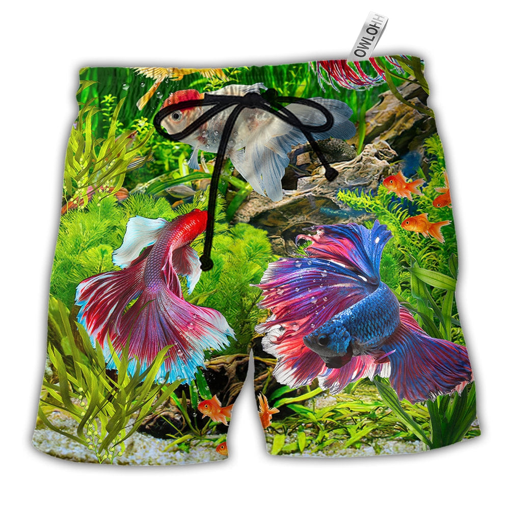 Beach Short / Adults / S Fish Aquarium Fish And Algae In A Freshwater Aquarium - Beach Short - Owls Matrix LTD