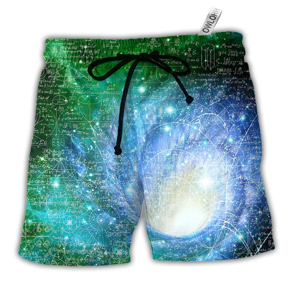 Beach Short / Adults / S Math Astrophysics Astronomy Colorful Galaxy - Beach Short - Owls Matrix LTD