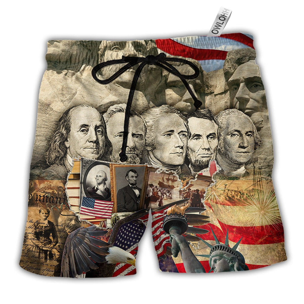 Beach Short / Adults / S America History Freedom, Is Life So Dear Or Peace So Sweet - Beach Short - Owls Matrix LTD