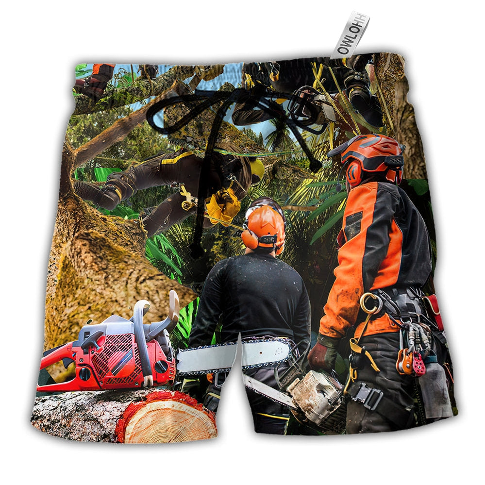 Beach Short / Adults / S Arborist Tree Surgeon Climbing Tree Continuous - Beach Short - Owls Matrix LTD