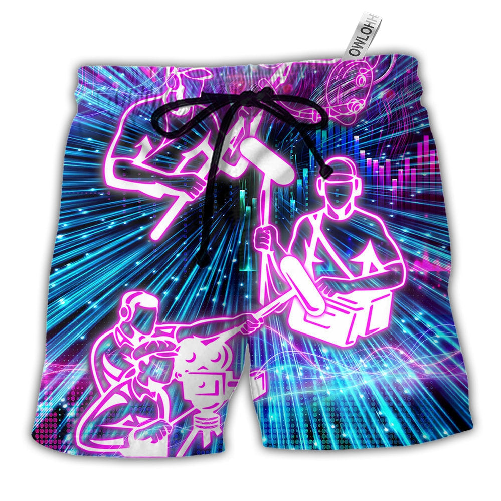 Beach Short / Adults / S Sound Engineer Neon Style - Beach Short - Owls Matrix LTD