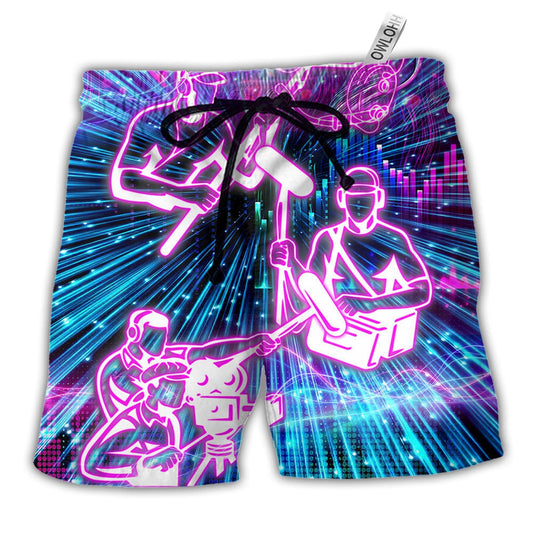 Beach Short / Adults / S Sound Engineer Neon Style - Beach Short - Owls Matrix LTD