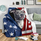 Pitbull Opened American Flag Flannel Blanket For Relaxing At Home And Travel