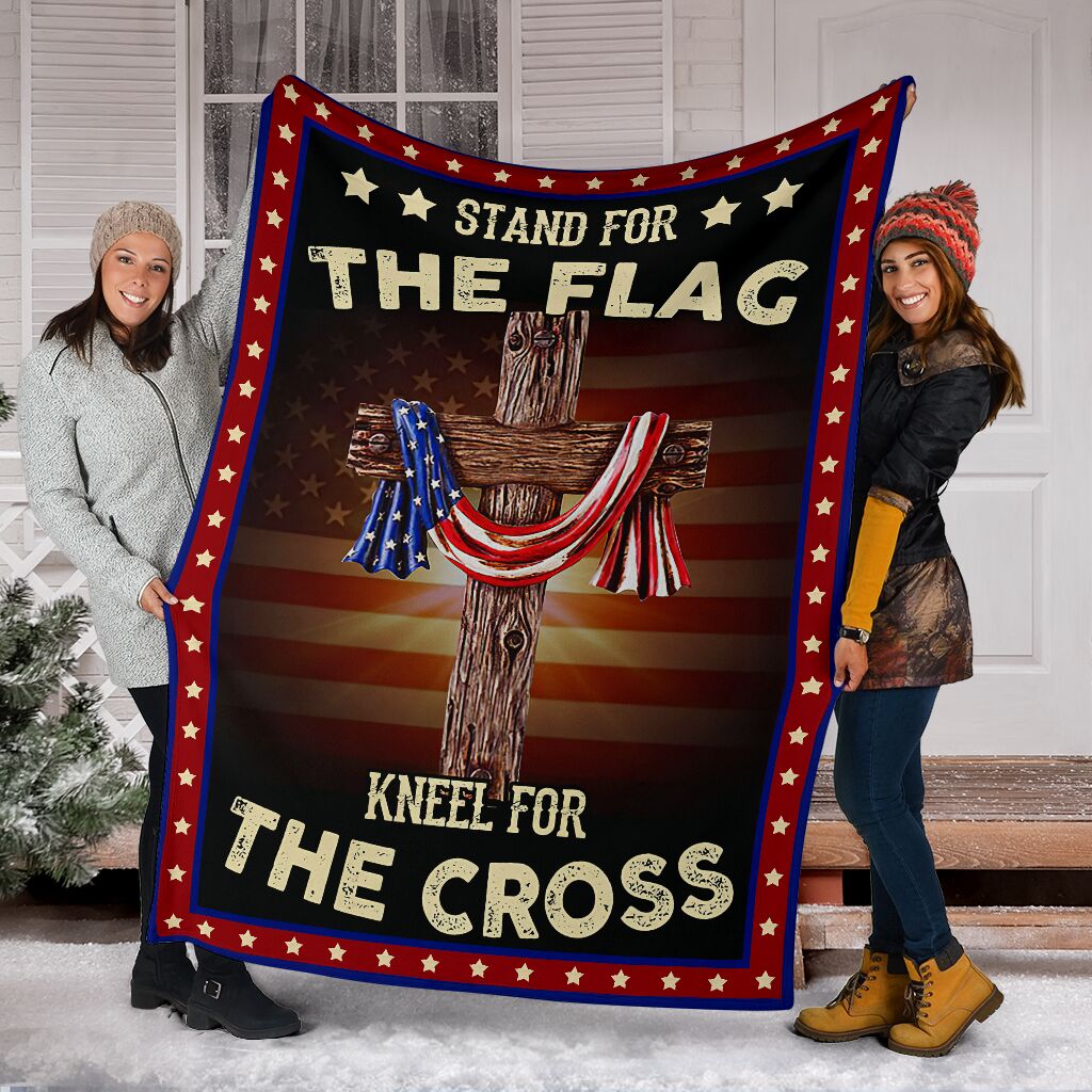 God Stand For The Flag American Flag Christian Flannel Blanket For Bedroom Couch And Daily Comfort
