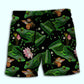 Pink Frog Floral Artistic - Beach Short