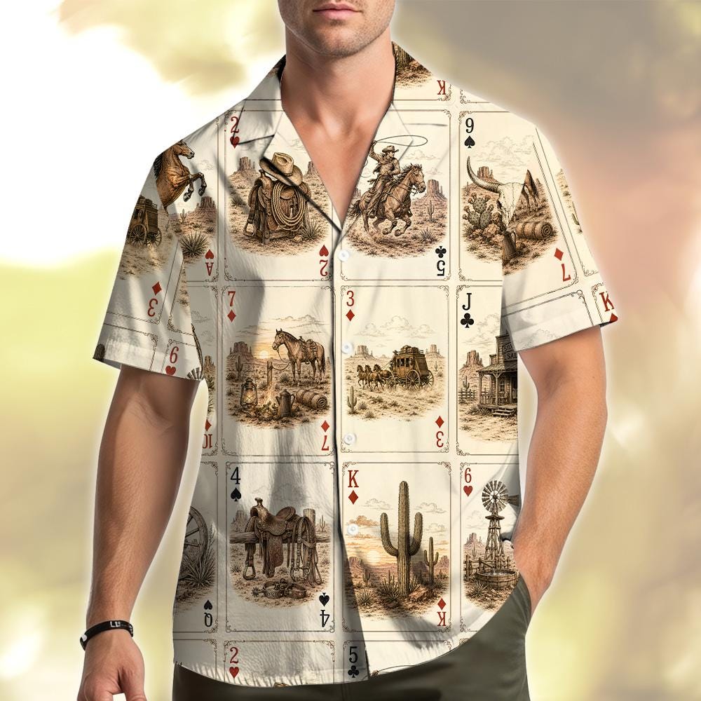 Western Poker Card Vintage Cowboy Playing Cards – Hawaiian Shirt