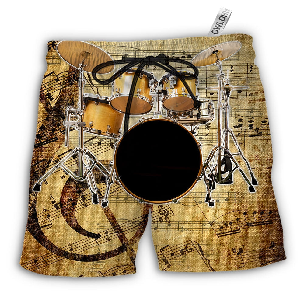Beach Short / Adults / S Drum Old Drummer And Lovely Lady Stick - Beach Short - Owls Matrix LTD