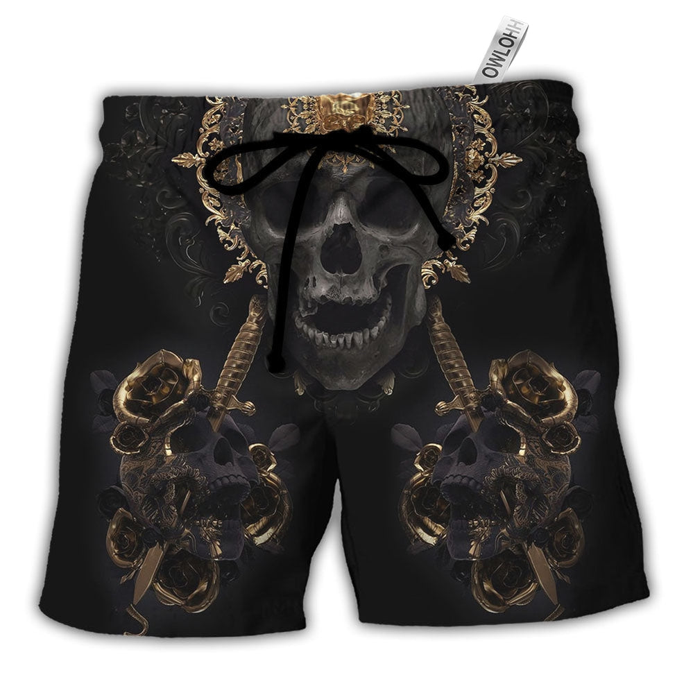 Beach Short / Adults / S Skull Golden Skull True King Stay True Till Death - Beach Short - Owls Matrix LTD
