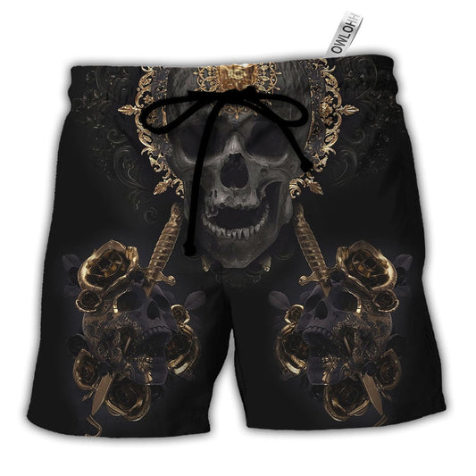 Beach Short / Adults / S Skull Golden Skull True King Stay True Till Death - Beach Short - Owls Matrix LTD