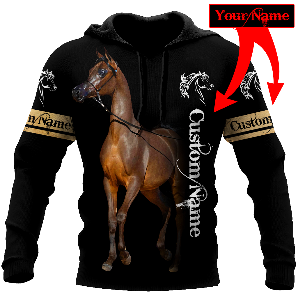 Arabian Horse Custom Name Art – 3D Hoodie
