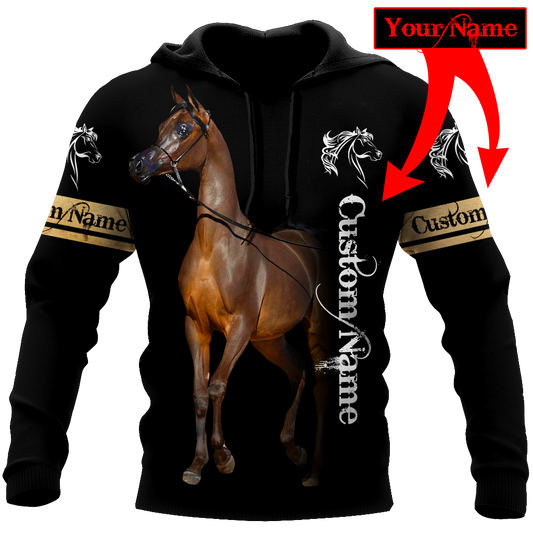 Arabian Horse Custom Name Art – 3D Hoodie