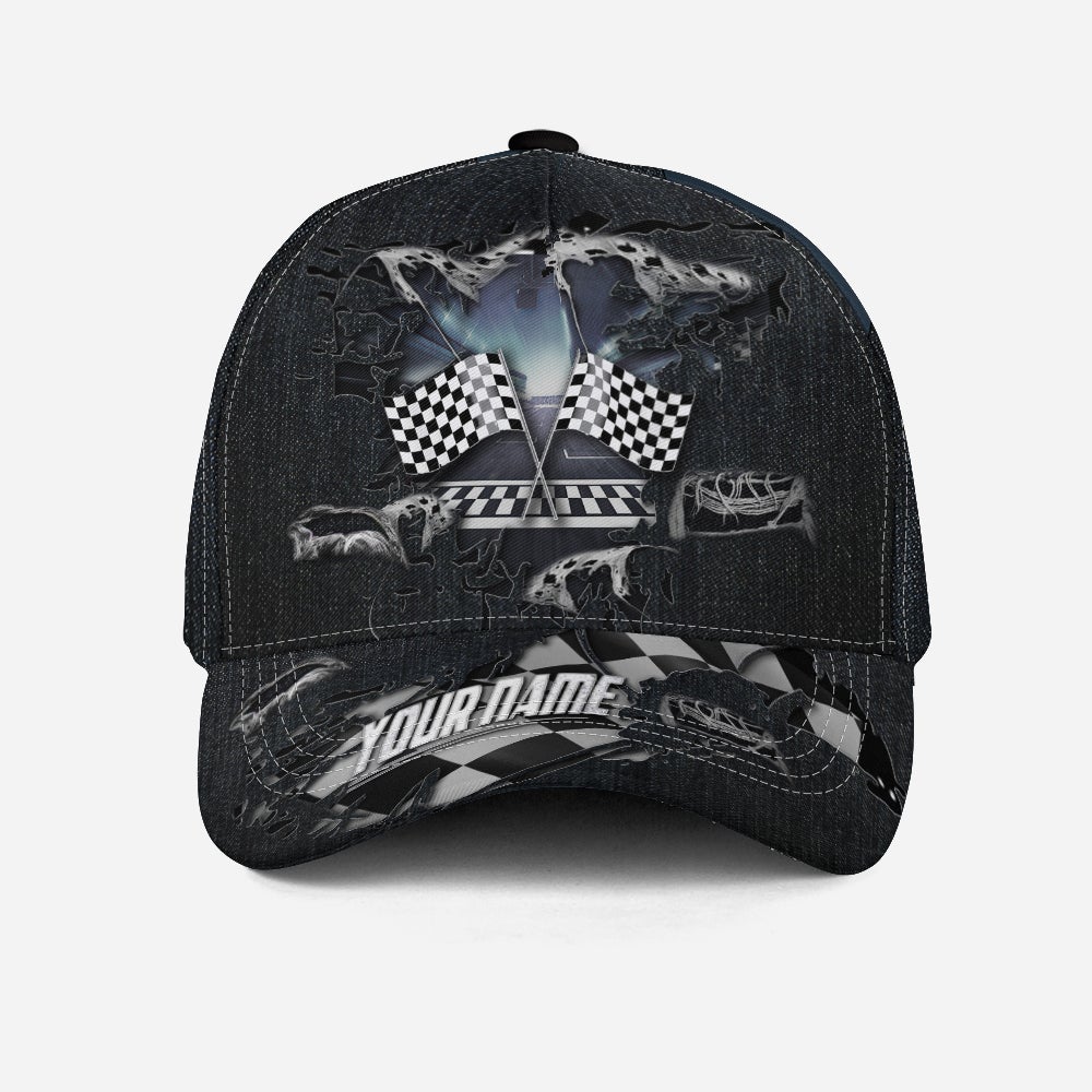 Custom Torn Pattern Racing Personalized Name – Classic Cap