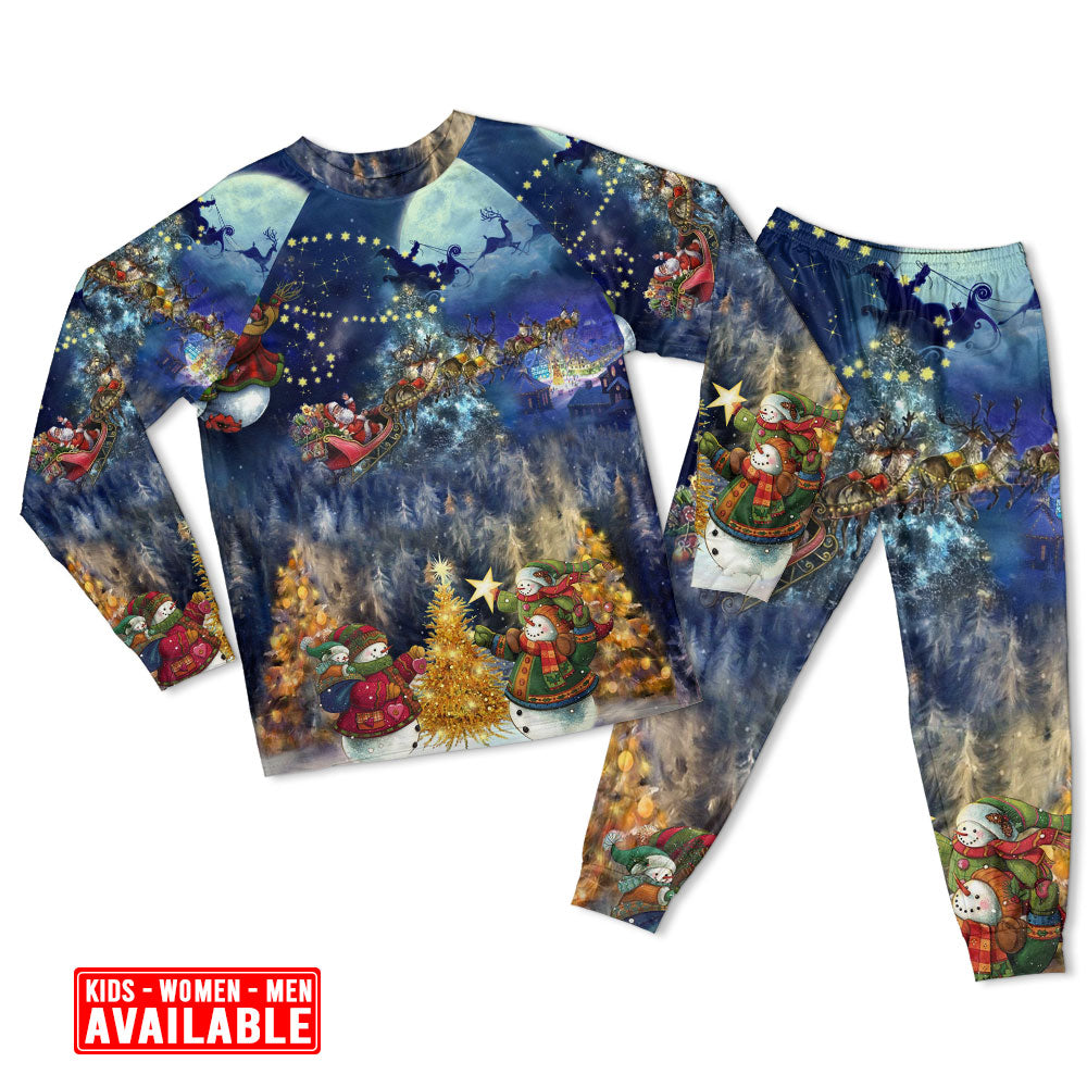 Women / S Christmas Family In Love Santa - Pajamas Long Sleeve - Owls Matrix LTD