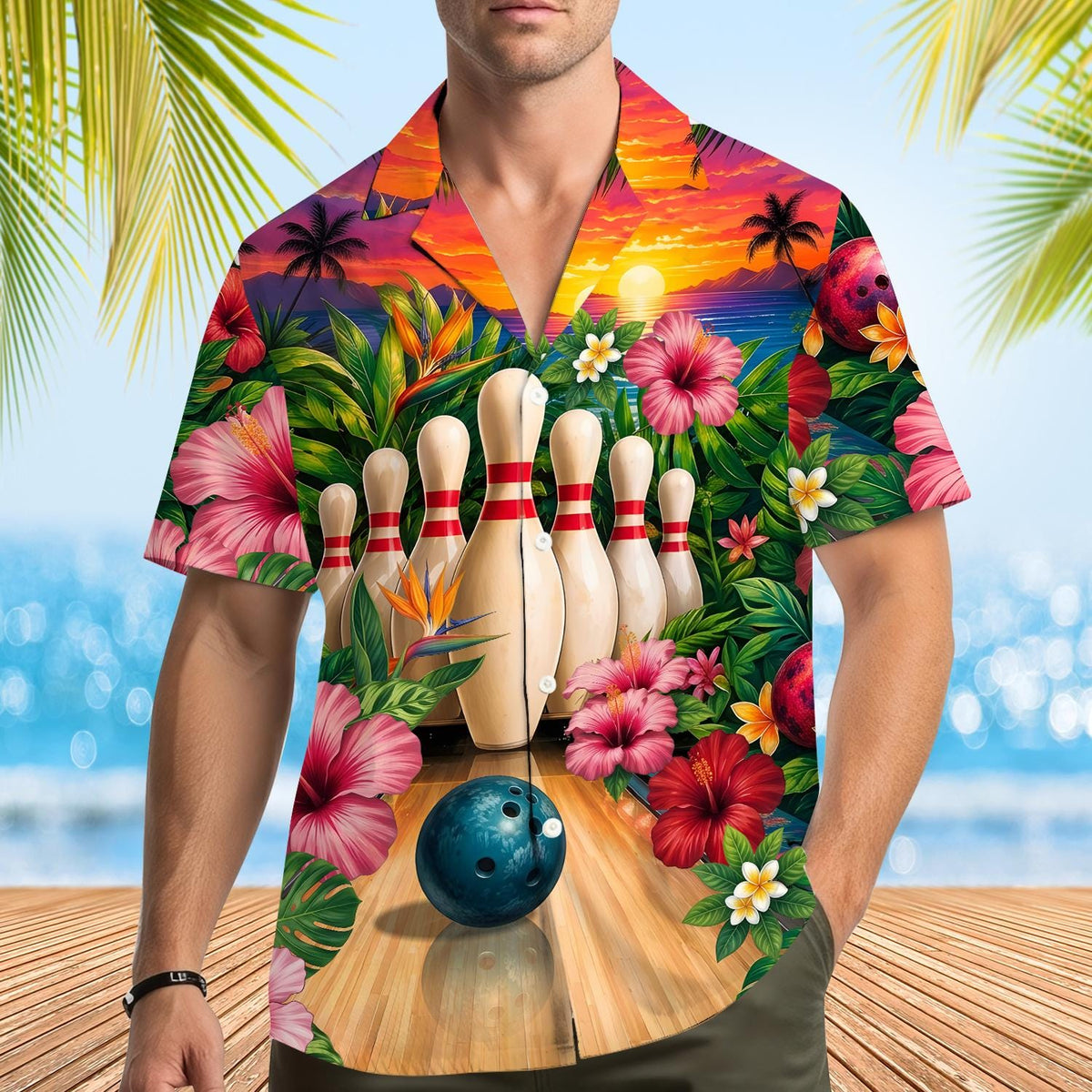 Tropical Bowling Hibiscus Team Party – Hawaiian Shirt