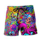 Hippie Skull Octopus Colorful Tie Dye - Beach Short - BEAS21NDN200822 - Owls Matrix LTD
