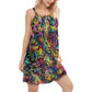 Colorful Smiling Cat Art – Women's Summer Sleeveless V-Neck Camisole Dress