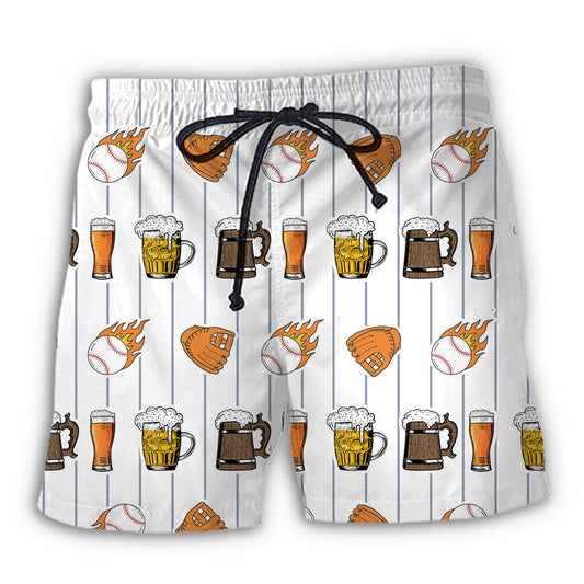Beer And Baseball And Maybe 3 People Funny Quote - Beach Short