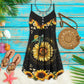 Hippie Sunflower Turtle Love – Women's Summer Sleeveless V-Neck Camisole Dress
