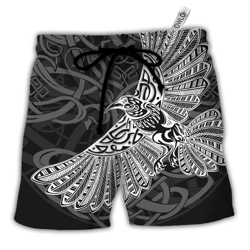 Viking Raven Valhalla Norse - Beach Short - Owls Matrix LTD