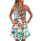Snowman Happy Farm Holiday – Women's Summer Sleeveless V-Neck Camisole Dress