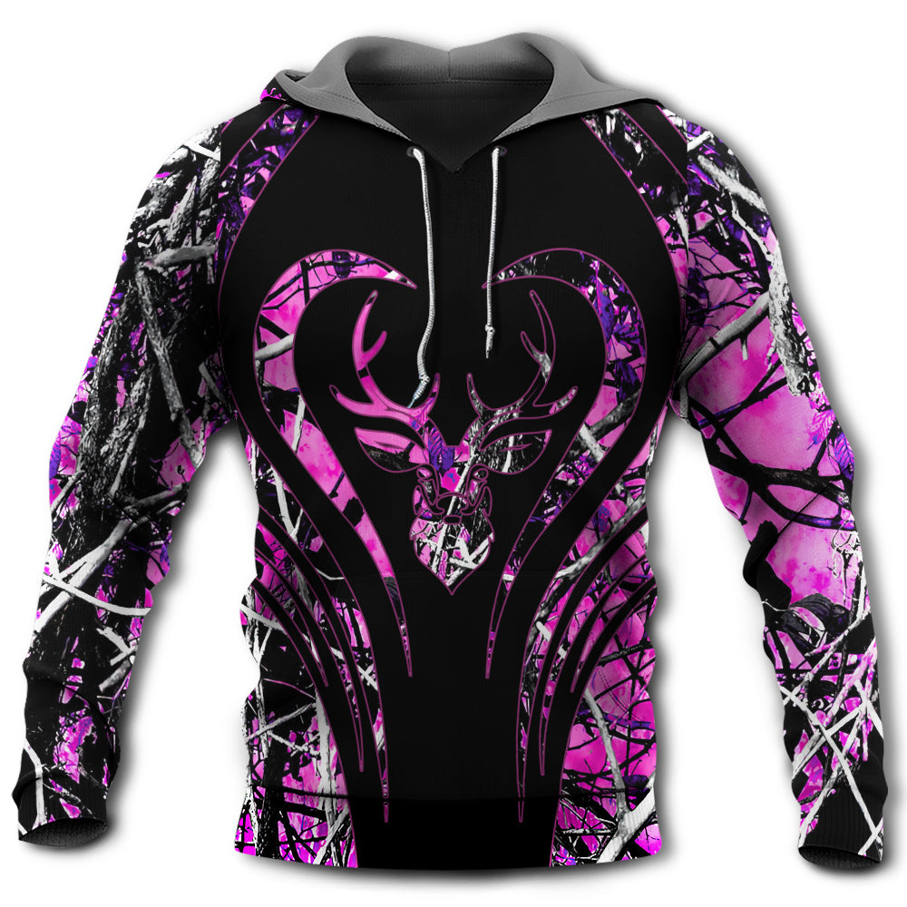 Hunting Girl Pink Camouflage Deer Style - Hoodie