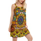 Hippie Sunflowers Love Sunshine – Women's Summer Sleeveless V-Neck Camisole Dress