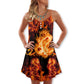 Dragon Fireball Fantasy – Women's Summer Sleeveless V-Neck Camisole Dress