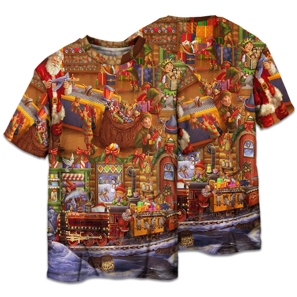 T-shirt / S Christmas Santa And Happiness - Pajamas Short Sleeve - Owls Matrix LTD