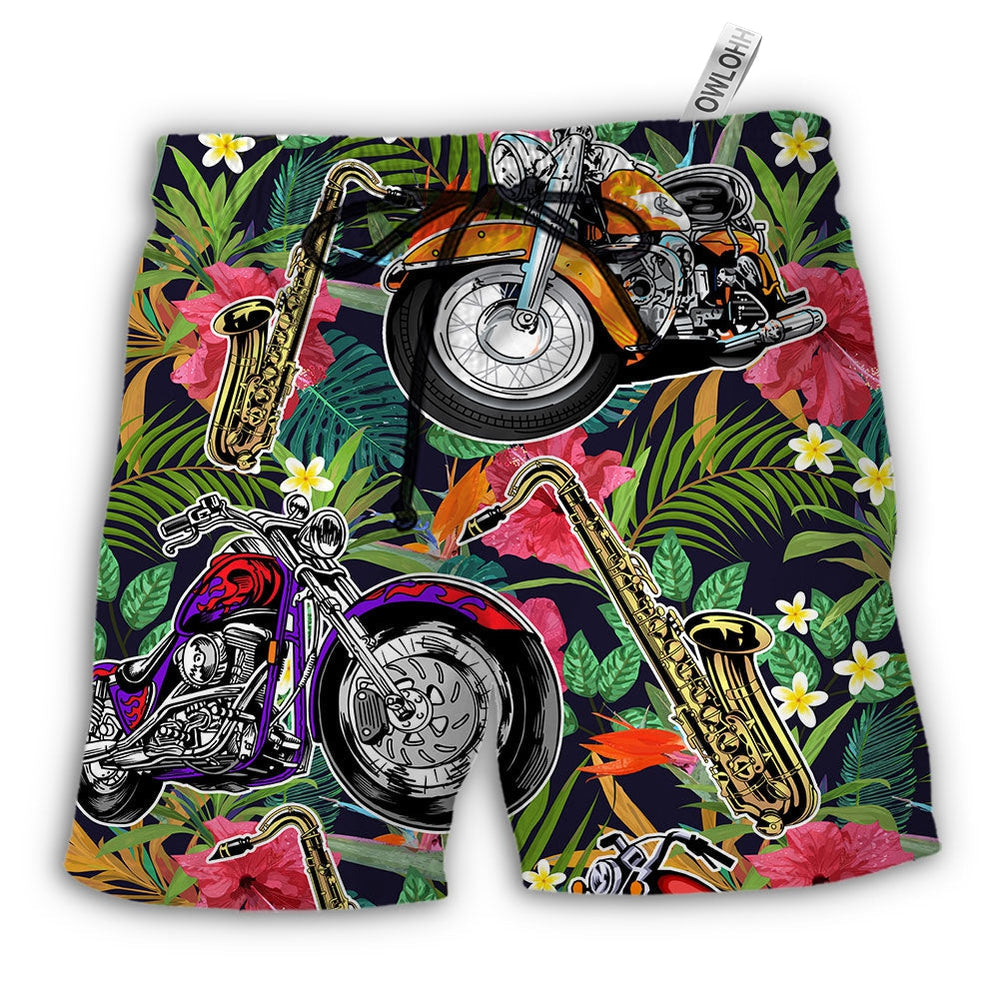 Beach Short / Adults / S Motorcycle I Like Motorcycles And Saxophone - Beach Short - Owls Matrix LTD