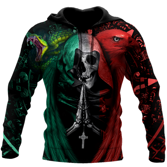 Mexican Aztec Skull Art - 3D Zip Hoodie