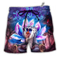 Beach Short / Adults / S Monkey Mandrill Monkey Yoga Pose Lotus Flower Lighting Neon - Beach Short - Owls Matrix LTD