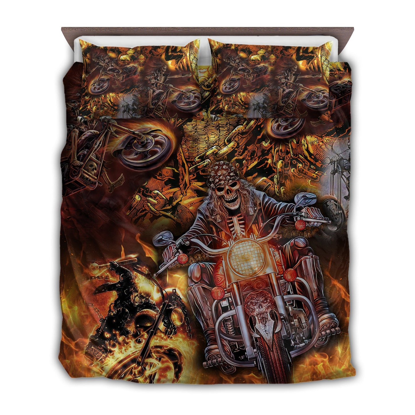 Skull Motorcycle Racing Bedding Cover For Gothic Bedroom Decor