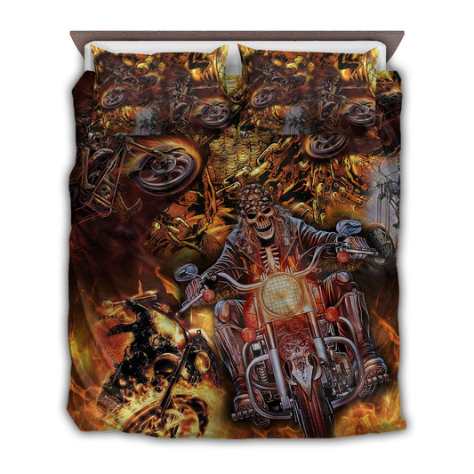 Skull Motorcycle Racing Bedding Cover For Gothic Bedroom Decor