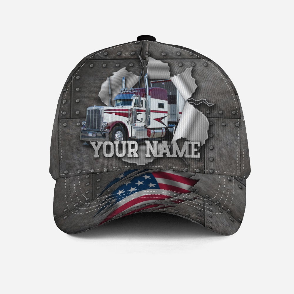Custom Truck Silver American Personalized Name – Classic Cap