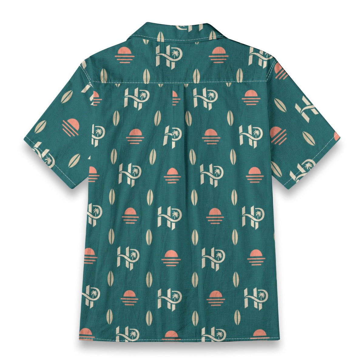 HP Sunset Monogram Hawaiian Shirt – Teal & Coral