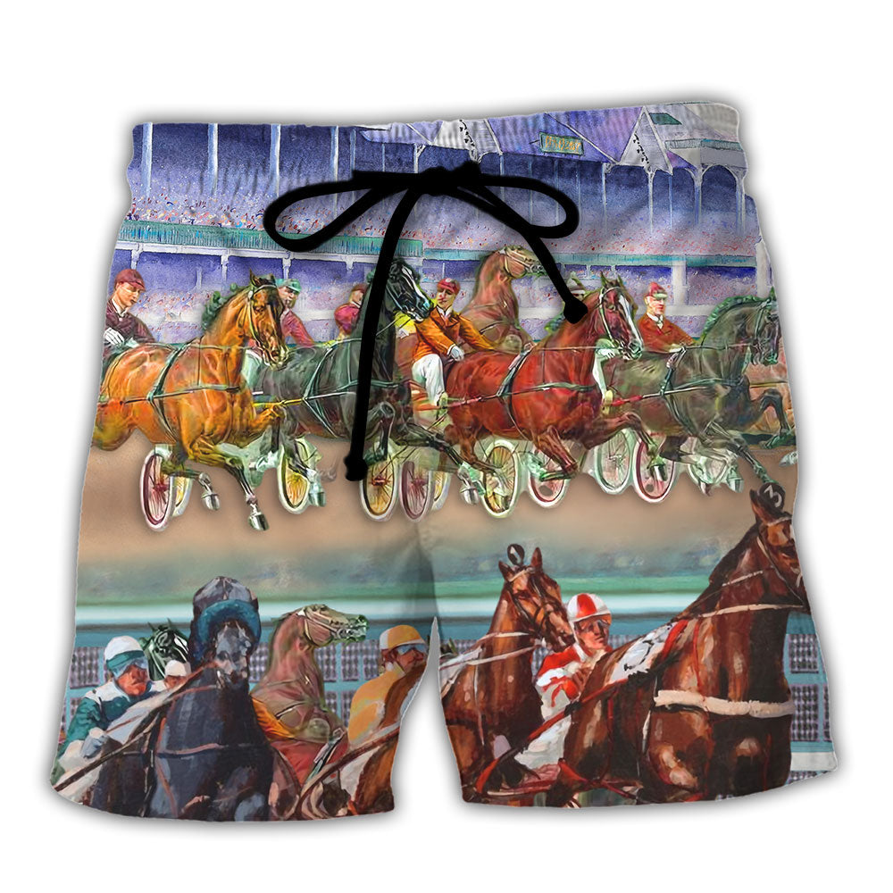 Harness Racing Horse Lover Art Style – Beach Short