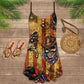Cowboy Skull Patriotic Style – Women's Summer Sleeveless V-Neck Camisole Dress