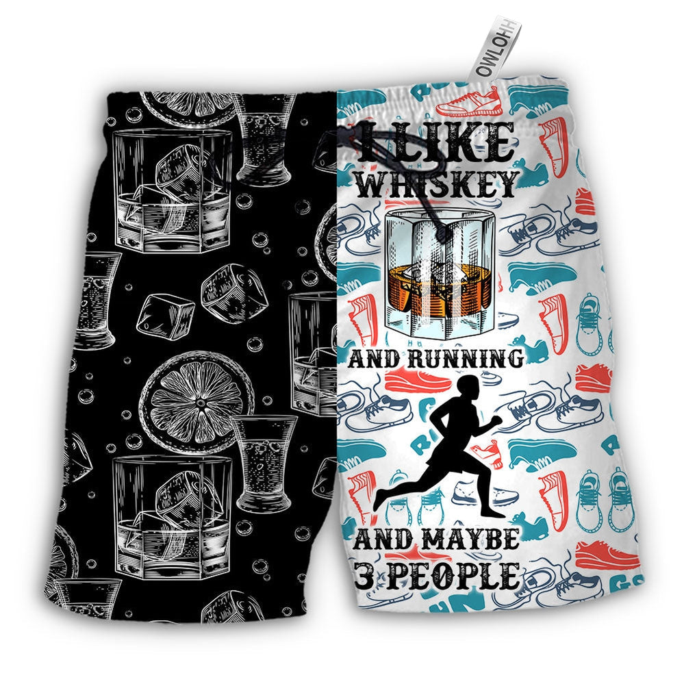 Beach Short / Adults / S Wine Whiskey I Like Whiskey And Running - Beach Short - Owls Matrix LTD