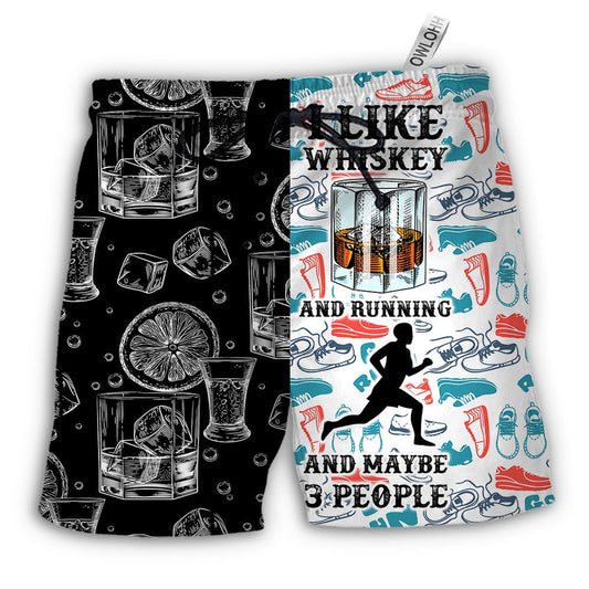 Beach Short / Adults / S Wine Whiskey I Like Whiskey And Running - Beach Short - Owls Matrix LTD